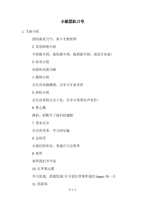 小组团队口号