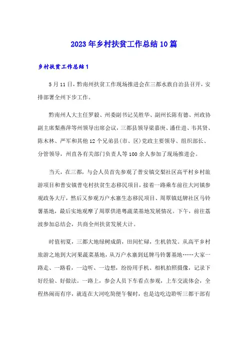 2023年乡村扶贫工作总结10篇