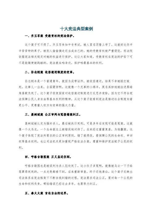 十大宪法典型案例