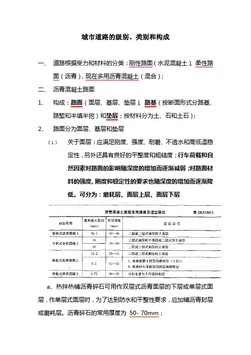城市道路的级别、类别和构成