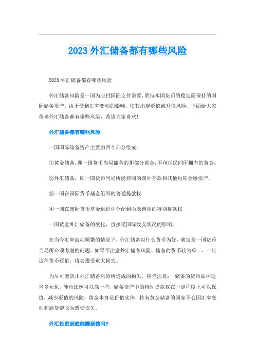 2023外汇储备都有哪些风险