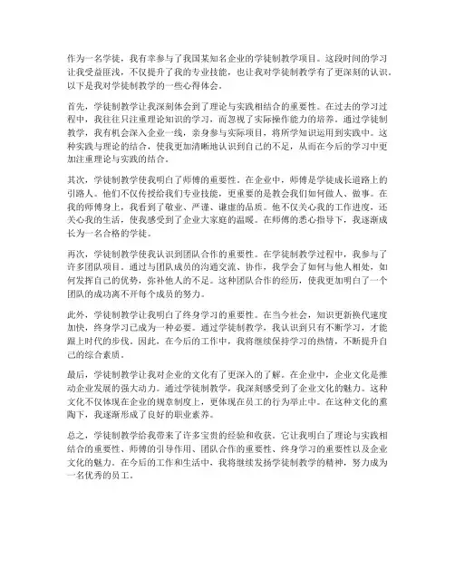 学徒制教学心得体会