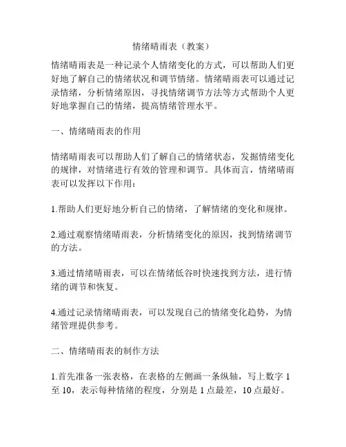 情绪晴雨表(教案)