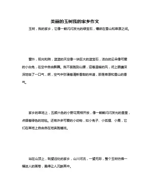 美丽的玉树我的家乡作文