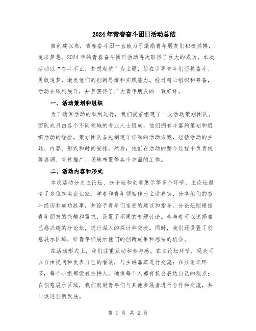 2024年青春奋斗团日活动总结