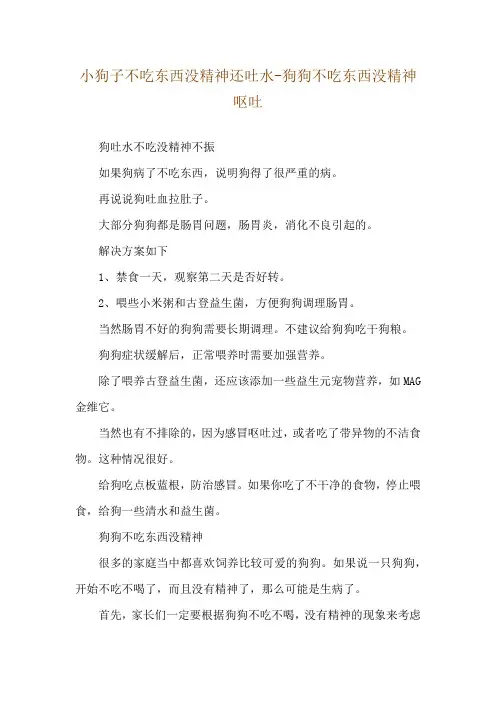 小狗子不吃东西没精神还吐水-狗狗不吃东西没精神呕吐