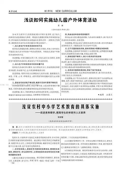 浅议农村中小学艺术教育的具体实施——改进美育教学，提高学生的审美和人文素养