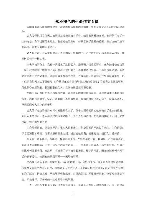 永不褪色的生命作文范文精选