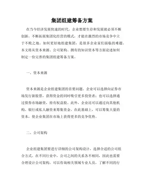 集团组建筹备方案