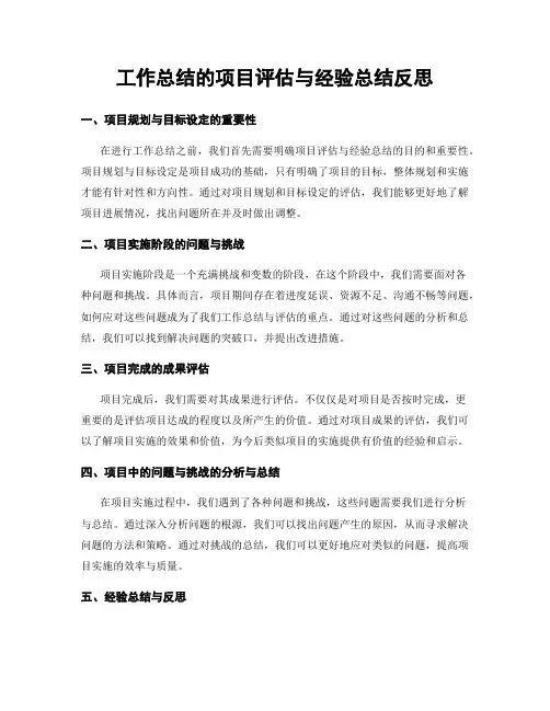 工作总结的项目评估与经验总结反思