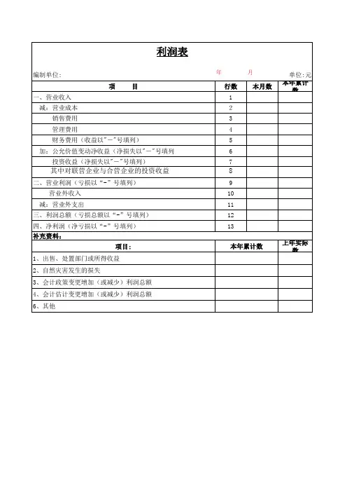 利润表excel