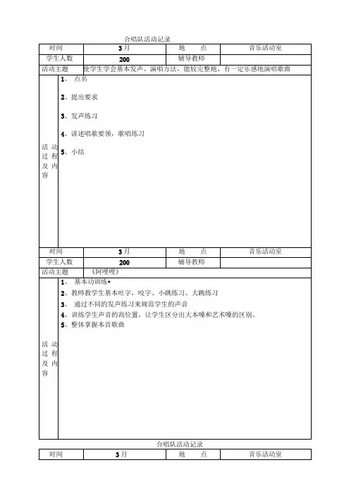 合唱队活动记录