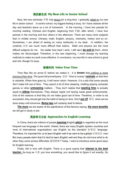 我的新生活MyNewLifeinSeniorSchool