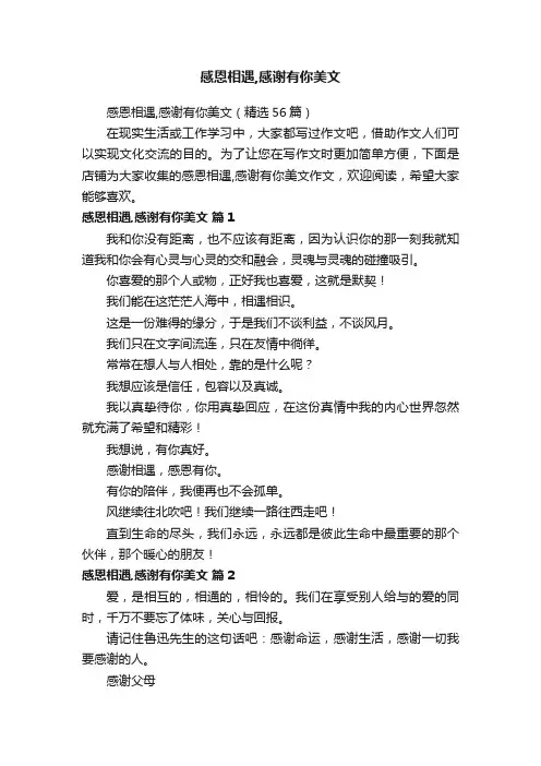 感恩相遇,感谢有你美文