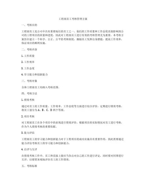 工程部员工考核管理方案