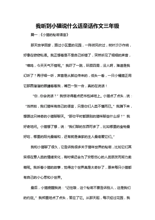 我听到小猫说什么话童话作文三年级