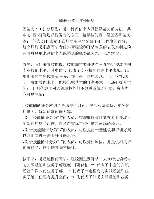 圈能力531打分原则