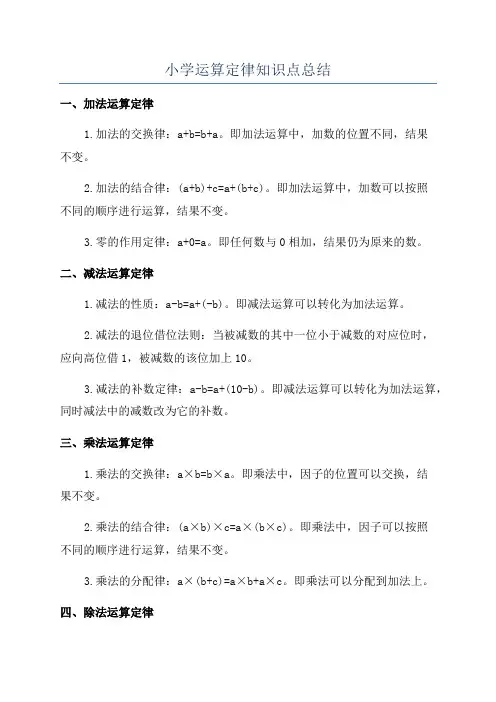小学运算定律知识点总结