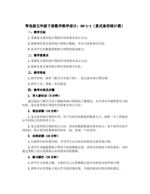 青岛版五年级下册数学教学设计：06-1-1(复式条形统计图)