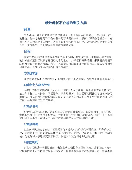 绩效考核不合格的整改方案