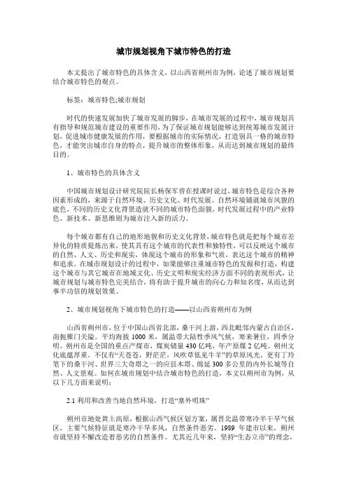 城市规划视角下城市特色的打造