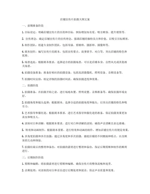 店铺宣传片拍摄大纲文案