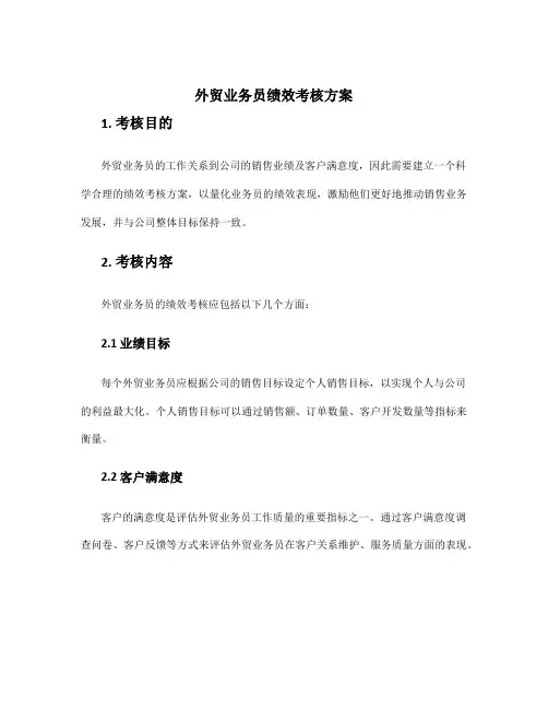 外贸业务员绩效考核方案