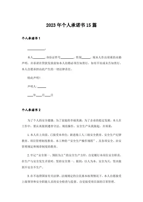 2023年个人承诺书15篇_2