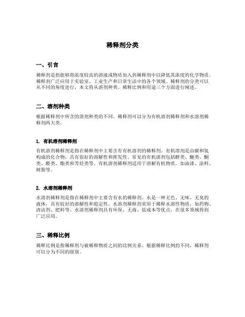 稀释剂分类