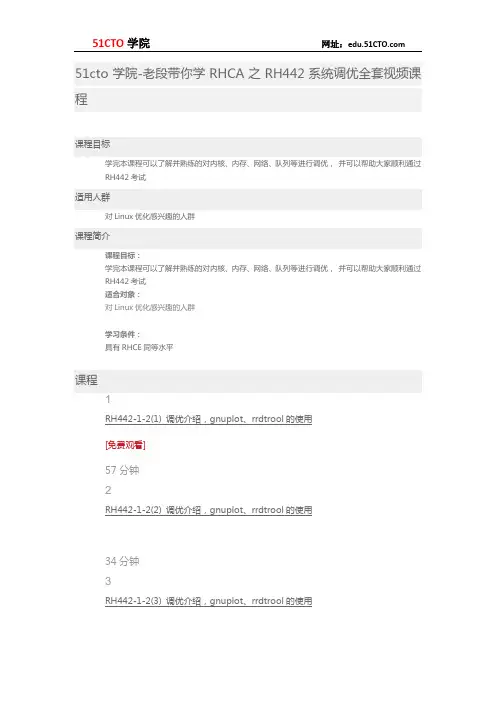 51CTO学院-老段带你学RHCA之RH442系统调优全套视频课程