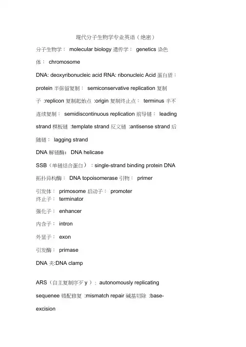 现代分子生物学专业英语word精品