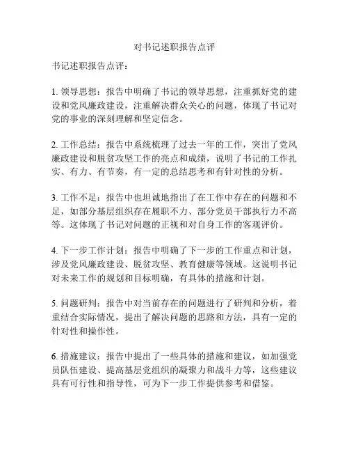 对书记述职报告点评