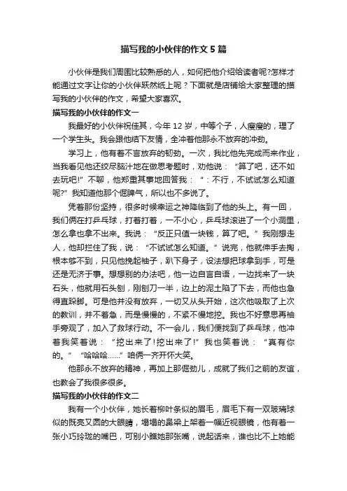 描写我的小伙伴的作文5篇