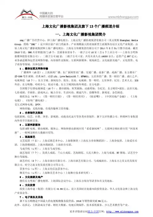 上海文化广播影视集团13个广播频道介绍