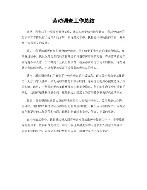 劳动调查工作总结