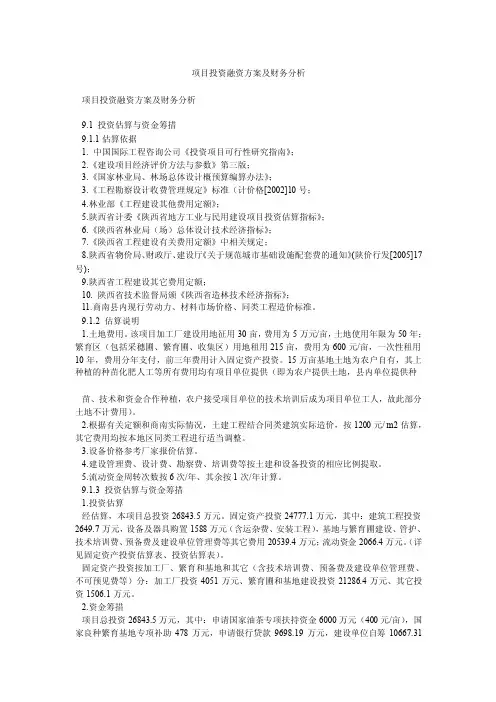 项目投资融资方案及财务分析