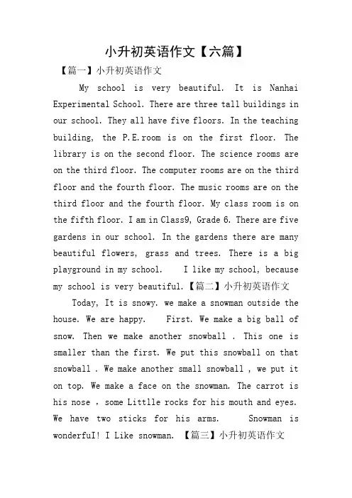 小升初英语作文【六篇】