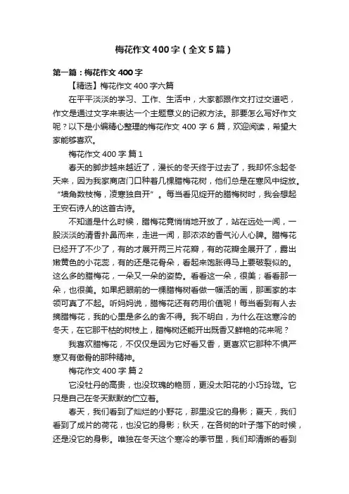 梅花作文400字（全文5篇）