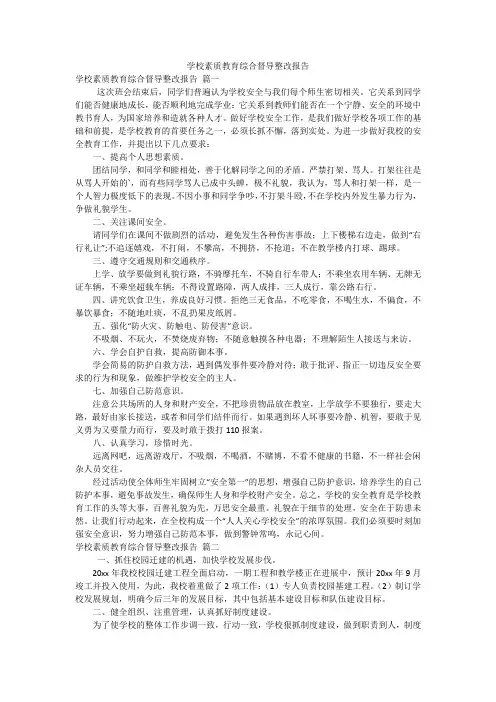 学校素质教育综合督导整改报告