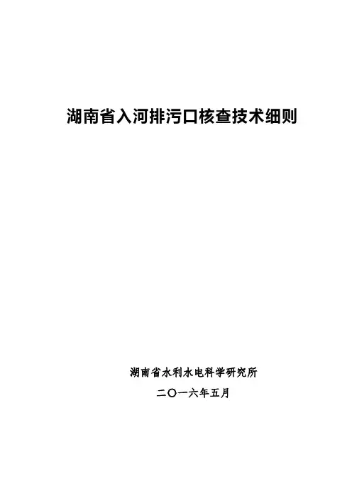 湖南省入河排污口核查技术细则20160527