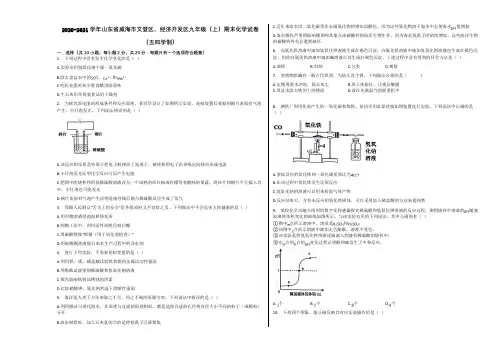 2020-2021学年山东省威海市文登区、经济开发区九年级(上)期末化学试卷含解析