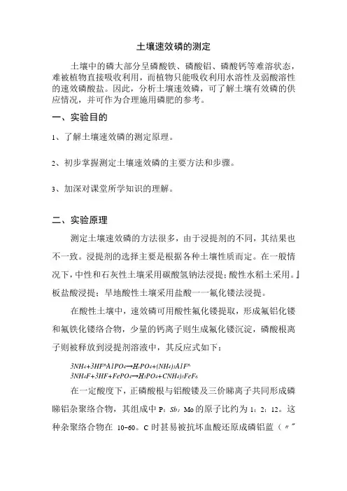 土壤速效磷的测定