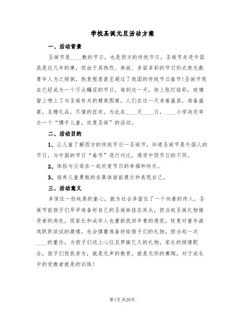 学校圣诞元旦活动方案（4篇）