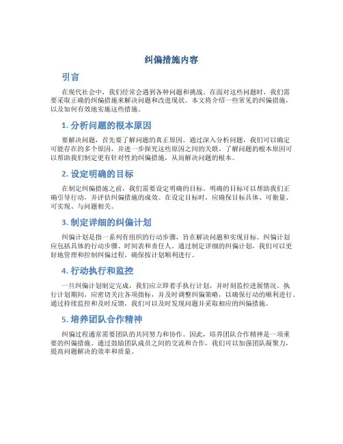 纠偏措施内容