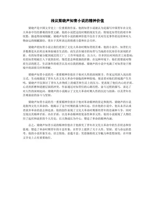 浅议梁晓声知青小说的精神价值