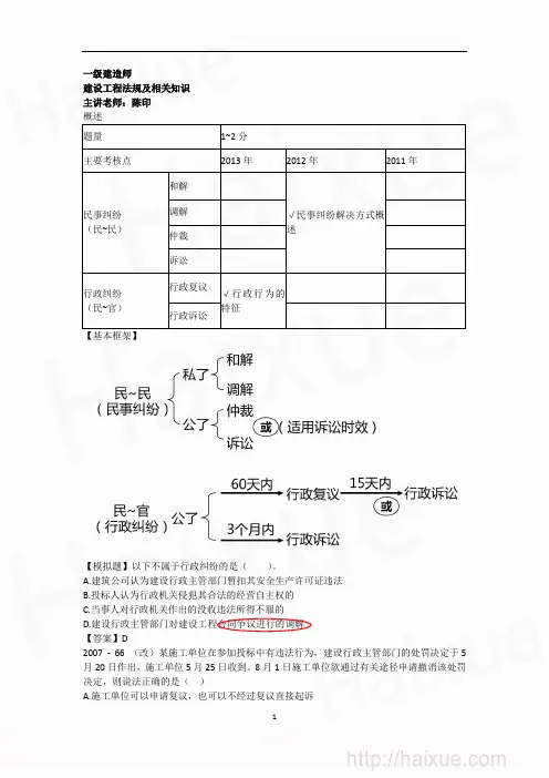 陈印 一级建造师 建设工程法规及相关知识 (20) 1Z308000 民事诉讼制度1