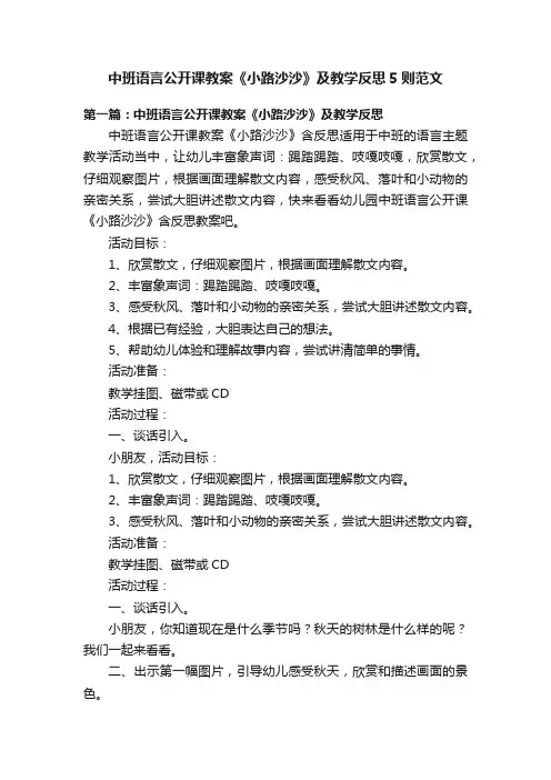 中班语言公开课教案《小路沙沙》及教学反思5则范文