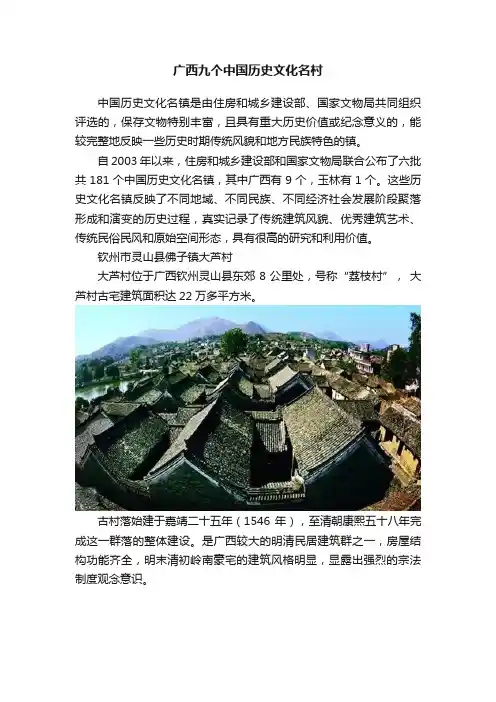 广西九个中国历史文化名村