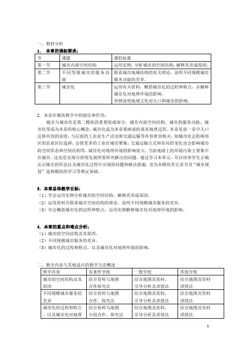 城市内部空间结构   说课稿  教案  教学设计
