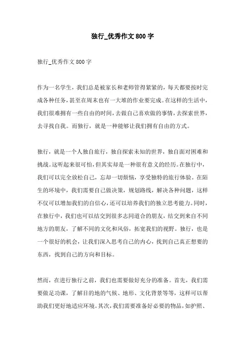 独行优秀作文800字